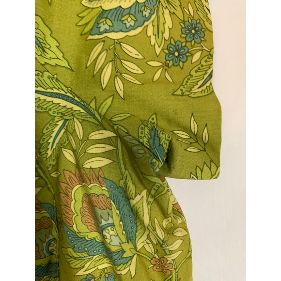 Norton McNaughton Women's Medium Rayon Floral Green Short Sleeve Blouse - Picture 4 of 8